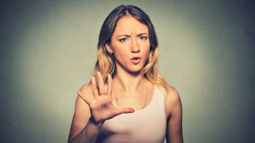 angry annoyed woman saying no