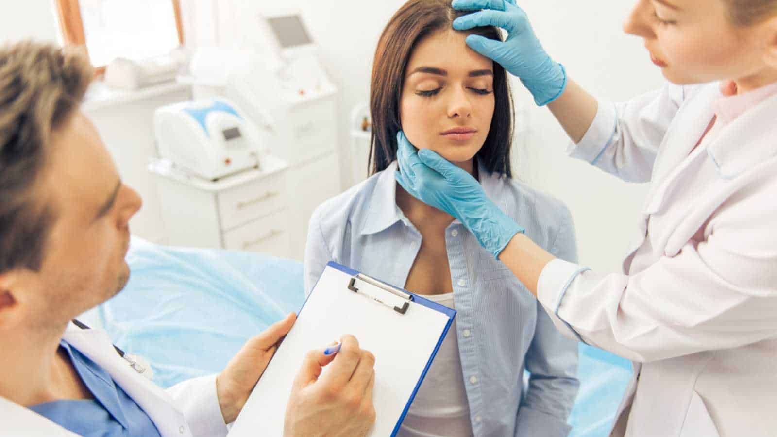Beautiful woman getting ready for Plastic Surgery