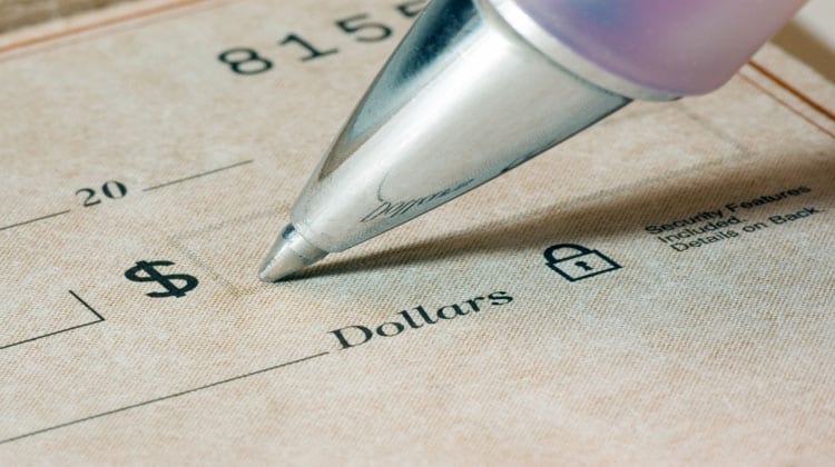 writing a check