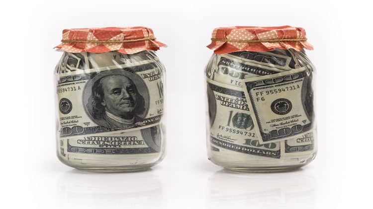 Jars of money from shopping at eBates