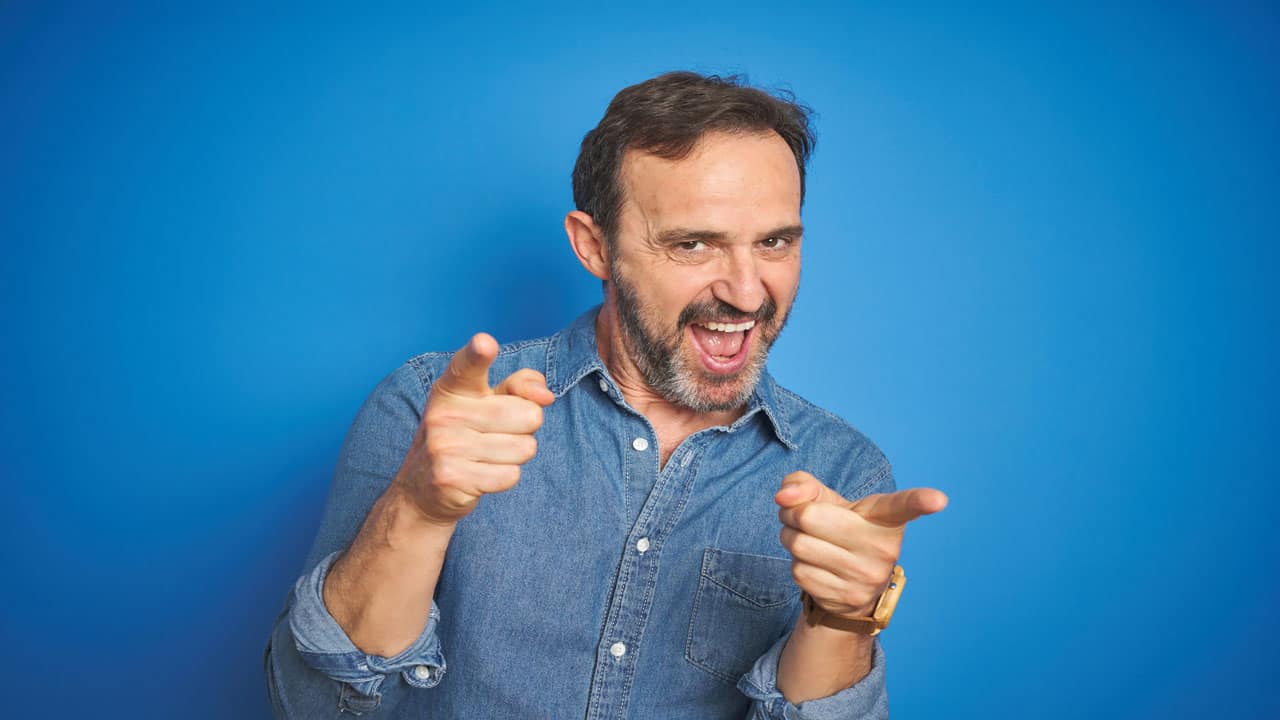 excited middle age man
