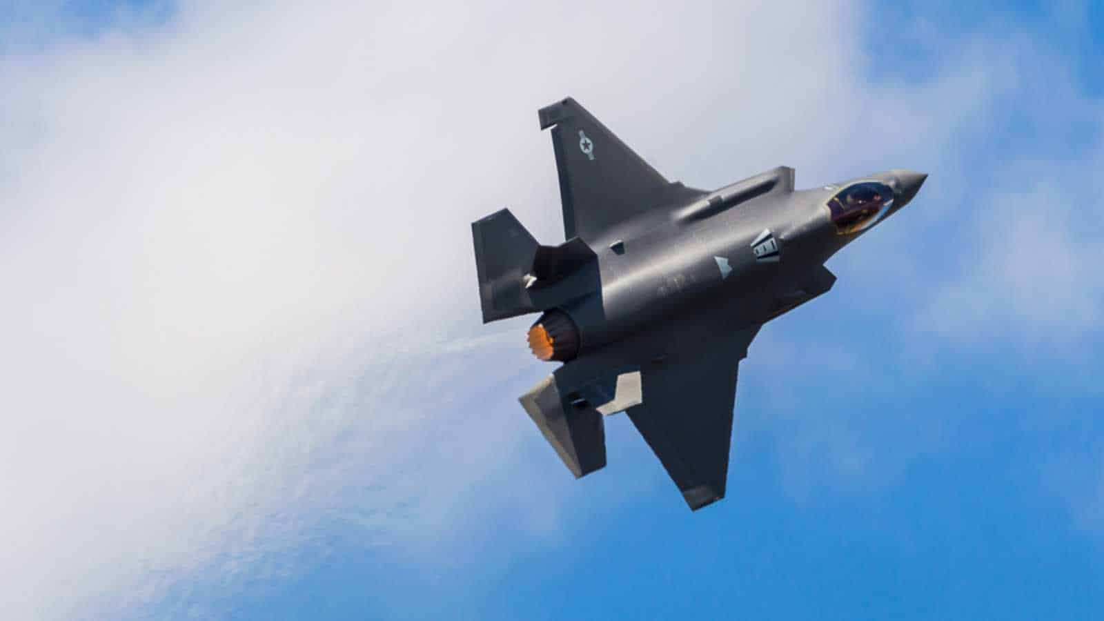 Lockheed Martin F-35 of the United States Air Force seen during its display at RAF Fairford, Gloustershire, UK. Taken on 15th July 2018 at the RIAT.