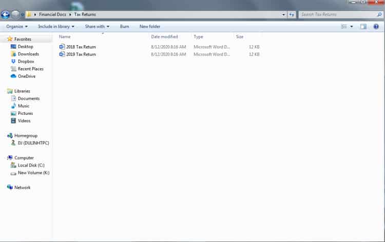 Financial Documents Sub Folder