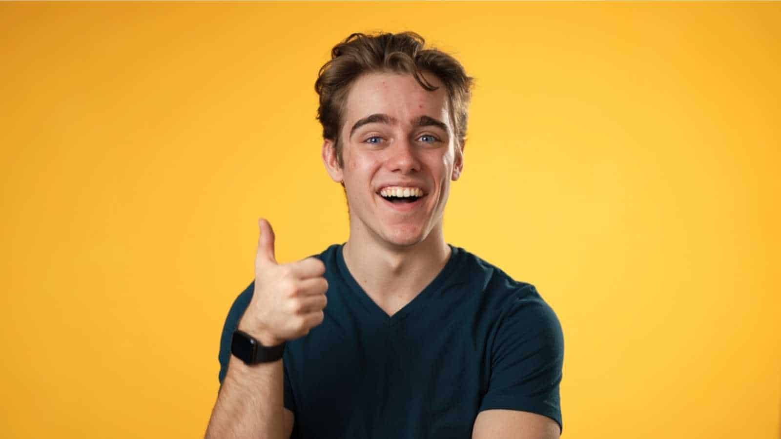 Man showing thumbs up