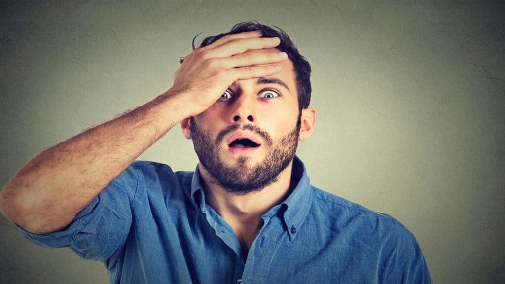man with shocked look