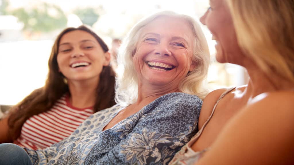 woman with adult daughters