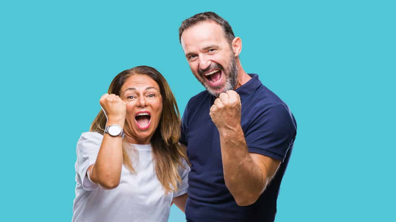 older couple celebrating