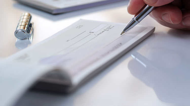 person voiding a check