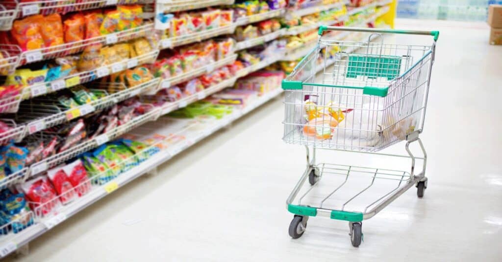shopping cart in grocery store