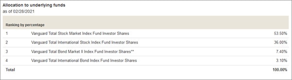 Vanguard Target Retirement 2045 Allocation