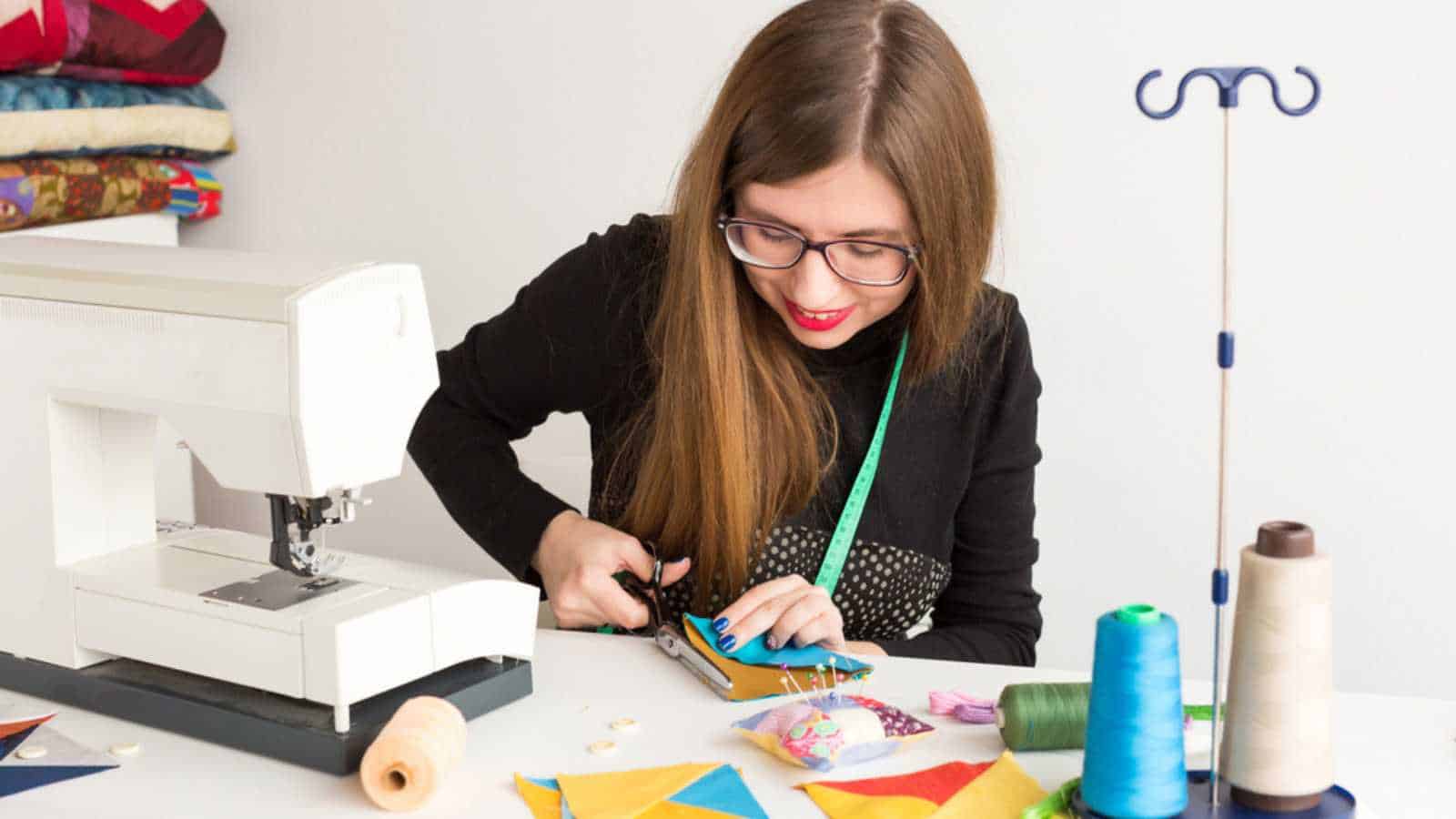 Woman doing sewing business