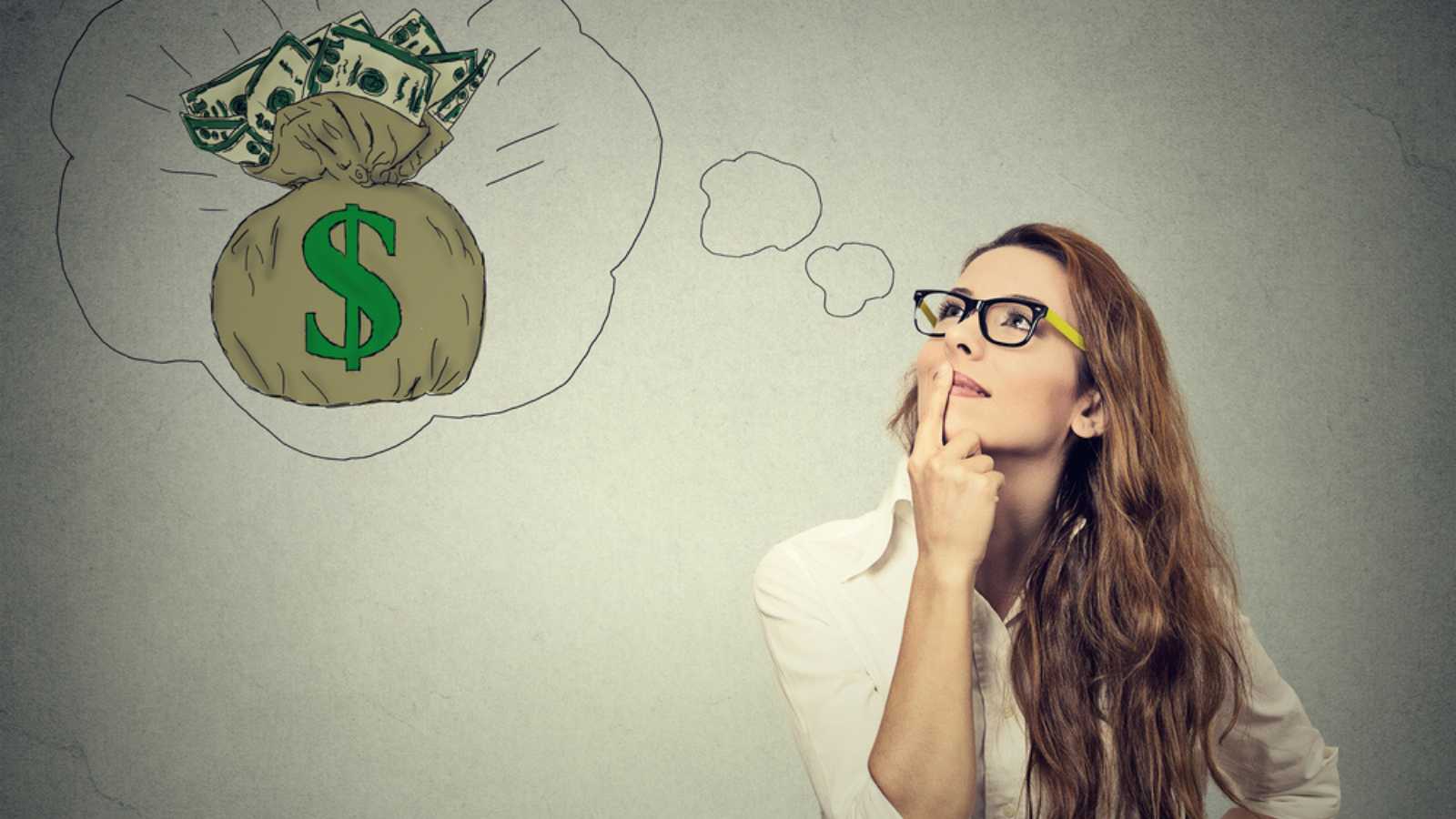 Woman thinking of money