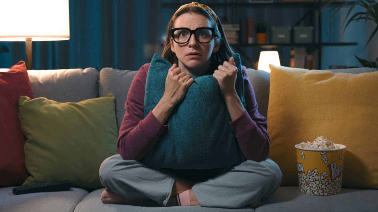 Woman watching tv show
