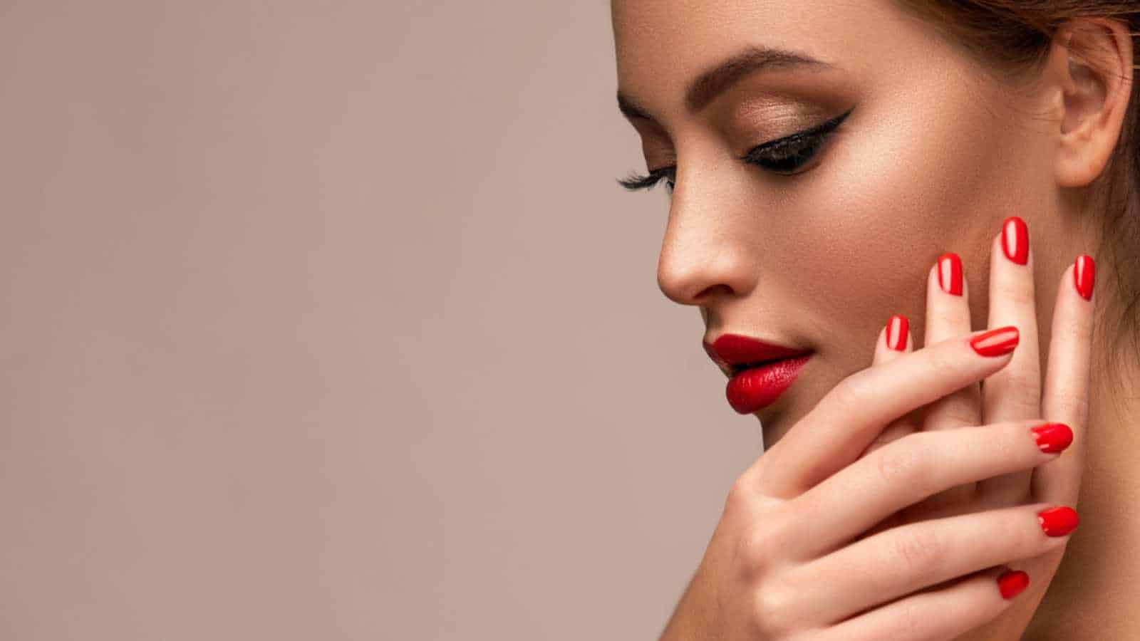 Woman wearing beautiful nail polish
