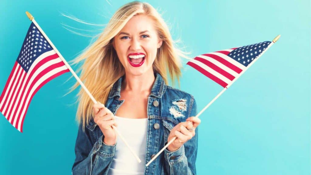 Woman with US Flag