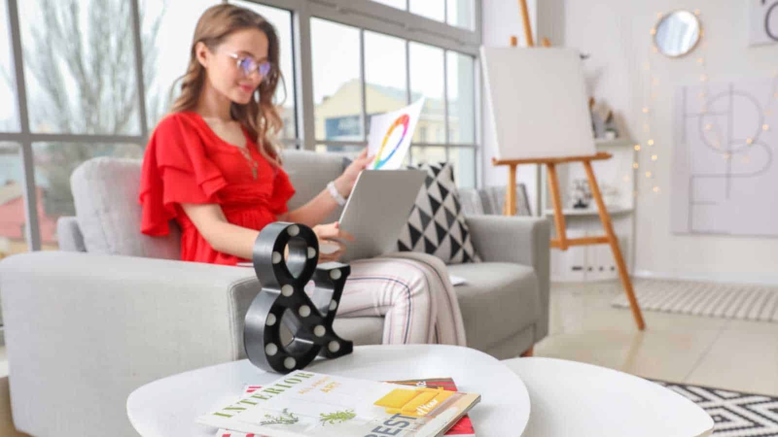 Woman working online