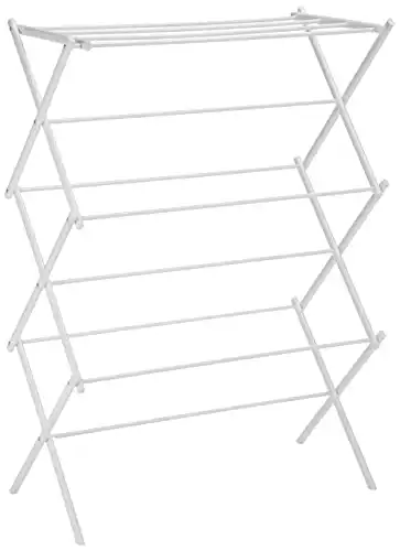 Amazon Basics Foldable Laundry Rack for Air Drying Clothing - 41.8" x 29.5" x 14.5", White