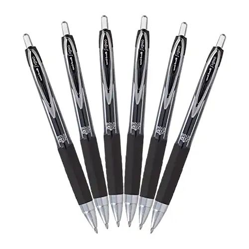 Uni-Ball Signo Gel Ink Rollerball Pens, Bold Point 1.0mm, Pack of 6 (Black)
